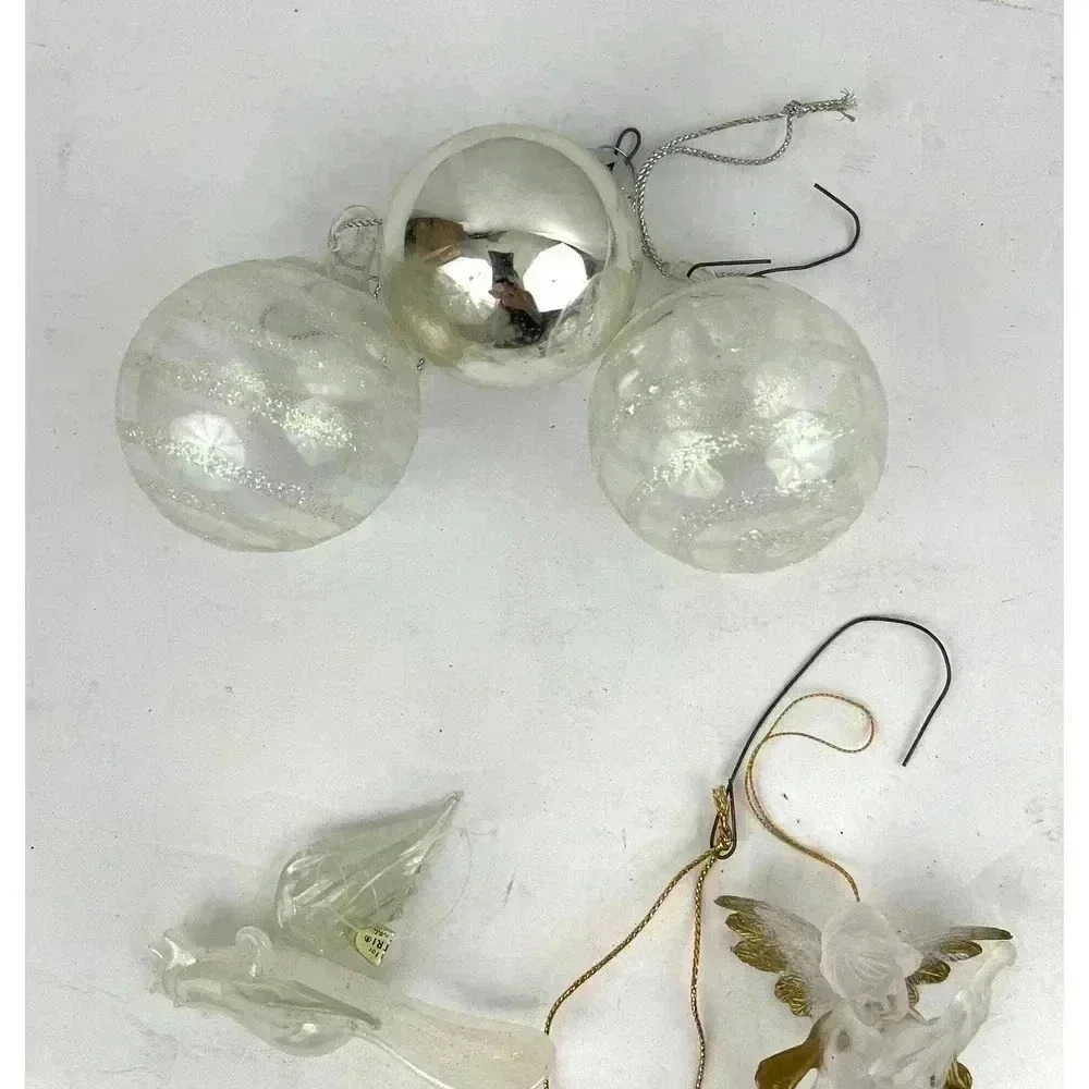 VTG‎ Lot of 10 Mercury Glass Ornaments Butterflies Cherub Bird Holiday Christmas - Picture 3 of 16